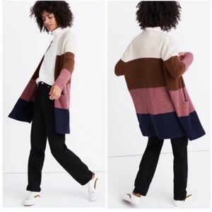 Madewell Kent Striped Cardigan Wool Blend Sweater Coziest Yarn